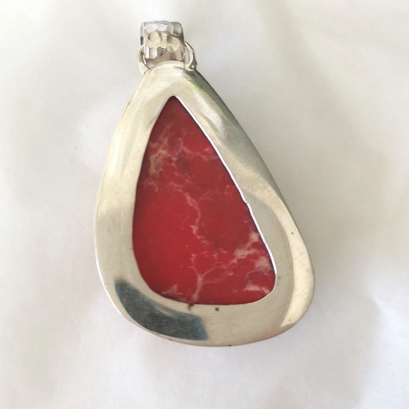 Red Imperial Jasper Sterling Silver pendant necklace - Picture 3 of 5